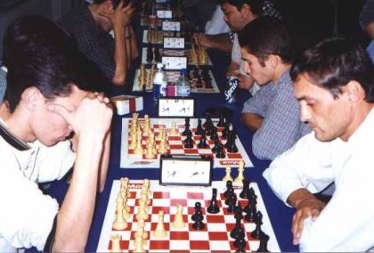 Federao Catarinense de Xadrez - FCX - Ala direita: Frana, Kaiser e H.Matsuura